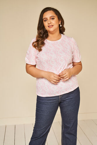 Pink Floral Straight Top, Pink, image 7